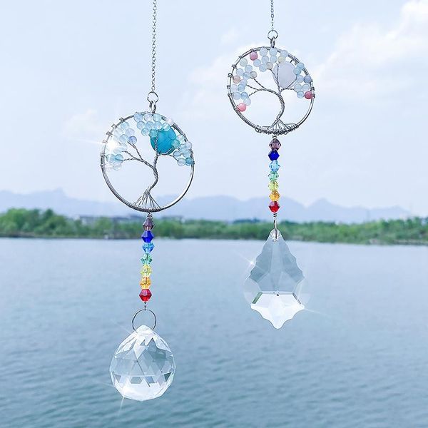 other home decor crystal pendant tree ornaments outdoor dream catcher circle hanging decorations party wedding js22